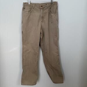 Men’s Carhartt Cat 2 Flame Resistant Tan Khaki Work Pant 36x32 FRB159-GKH